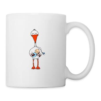 Retro Vintage Grunge Style Schwangerschaft Storch - Tasse - Weiß - Rechts