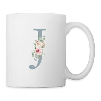 J| Monogram | Eucalyptus Pastel Flower Blue - Mug - white - Right