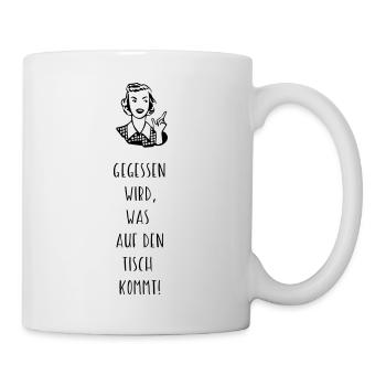 Gegessen wird was auf den Tisch kommt Kochschürze - Tasse - Weiß - Rechts