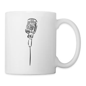 Mikrofon Line Art - Minimalistisch - Tasse - Weiß - Rechts