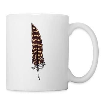 Plume marron tachetée Dessiné à la main (faisan) - Mug blanc - blanc - Droite