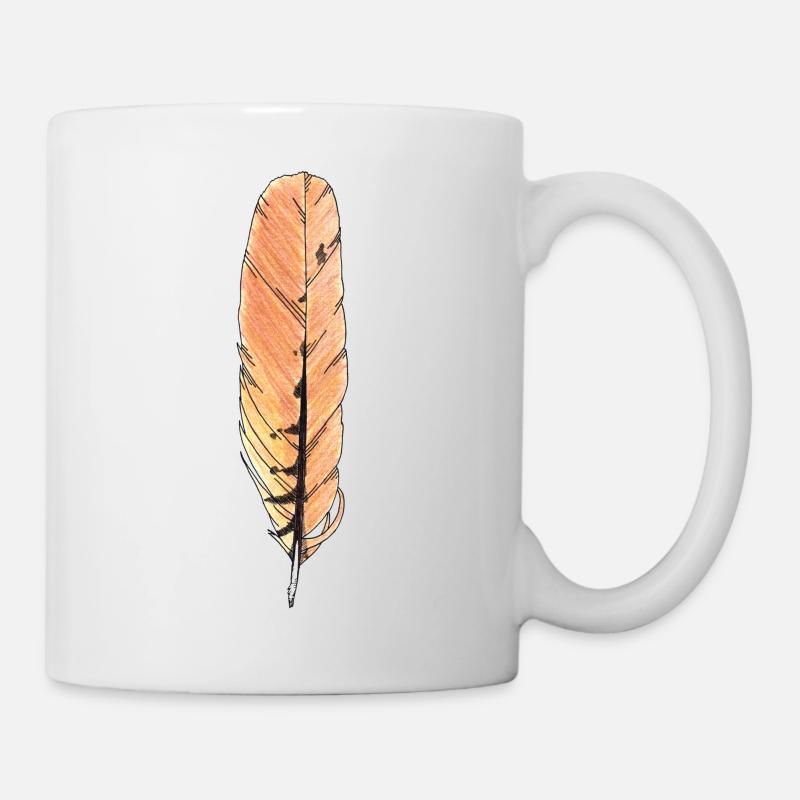 Big Feather Orange Hand-drawn (Red Kite) - Mug - white