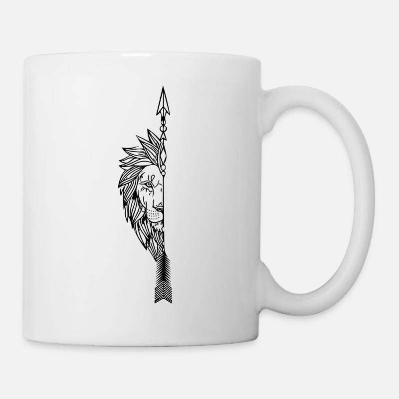 Löwe Partner Line Art - Minimalistisch - Tasse - Weiß