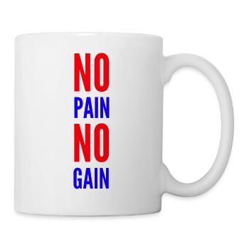 NO PAIN NO GAIN rot blau - Tasse - Weiß - Rechts
