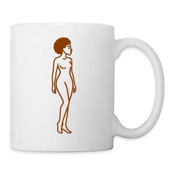 Afro Frau Line Art – Minimalistische One-Line - Tasse - Weiß - Rechts