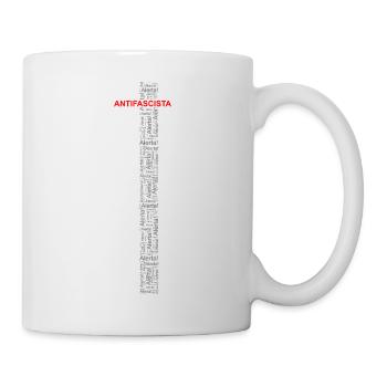 Alert! Antifascista! - Wortkunst rot/grau - Tasse - Weiß - Rechts