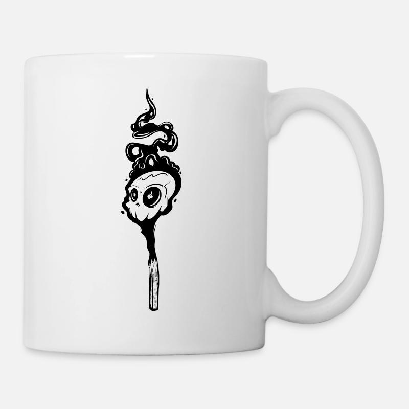 Weißer Schädelrauch Silhouette - Tasse - Weiß