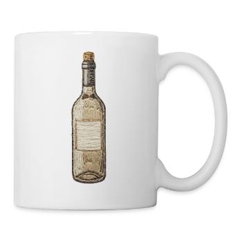 Weinflasche im bestickten Aussehen (gedruckt) - Tasse - Weiß - Rechts