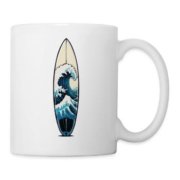 Wave on surfboard ukiyo style - Mug - white - Right