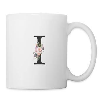 Letter I, Monogram, Flowers - Mug - white - Right