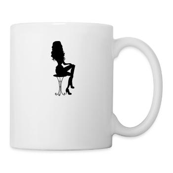 Frau auf Stuhl - Tasse - Weiß - Rechts