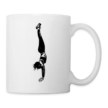 Frau im Handstand / Geschenkidee - Tasse - Weiß - Rechts