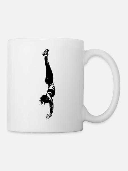 Frau im Handstand / Geschenkidee - Tasse - Weiß