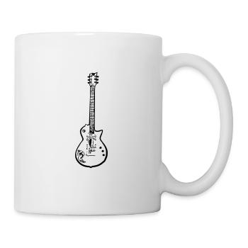 E-Gitarre Silhouette, Schwarzes Design, Musik - Tasse - Weiß - Rechts