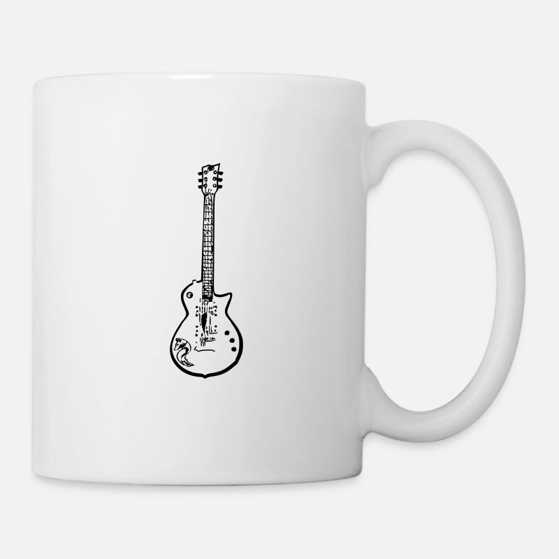 Electric Guitar Silhouette, Black Design, Music - Mug - white