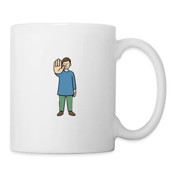 Stop Gesture Cartoon Character - Mug - white - Right
