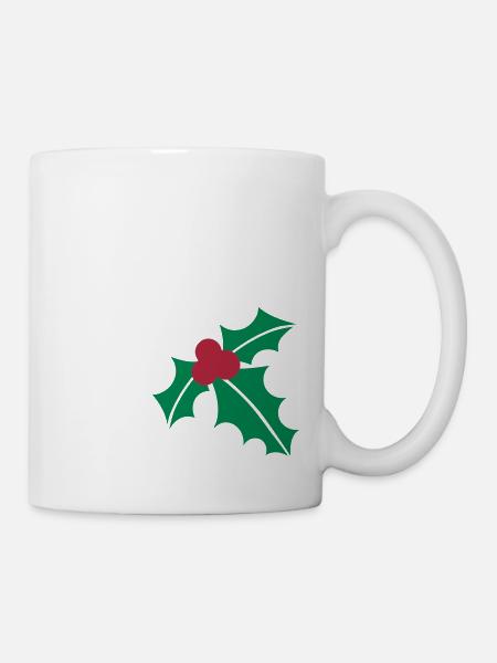 Stechpalme Weihnachten - Tasse - Weiß