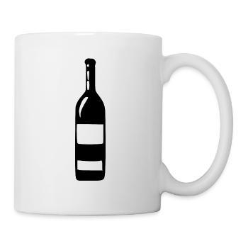 Weinglas, Wein, Weinflasche - Tasse - Weiß - Rechts