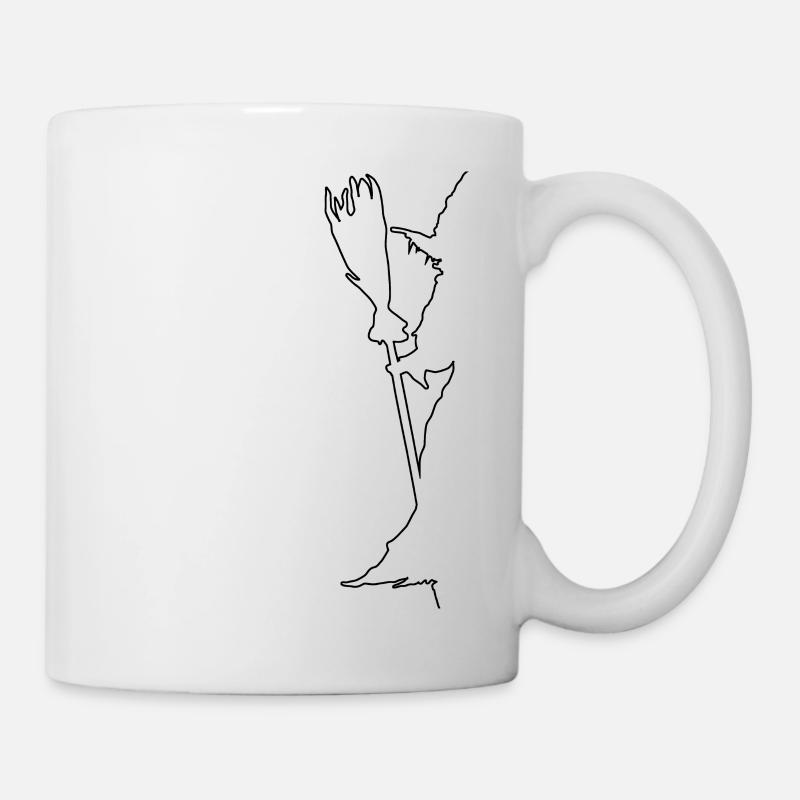 Debout sorcière avec balai comme contour - Mug blanc - blanc