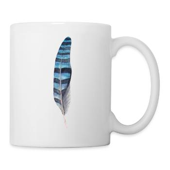 Plume bleue noire - Mug blanc - blanc - Droite