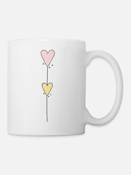 Herz Linie Vertikal - Tasse - Weiß