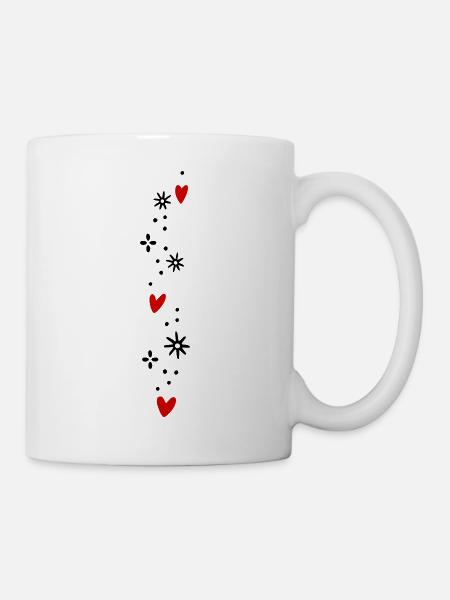 Herzen Glitzer - Tasse - Weiß