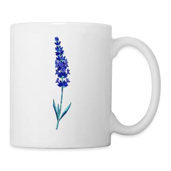 Blaue Lavendel-Glasblume - Tasse - Weiß - Rechts