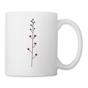 Roter Herzzweig Naturmotiv - Tasse - Weiß - Rechts