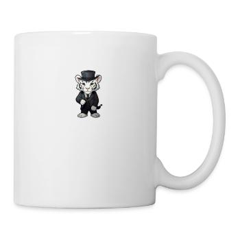 cute white tiger wearing a black suit and hat - Tasse - Weiß - Rechts