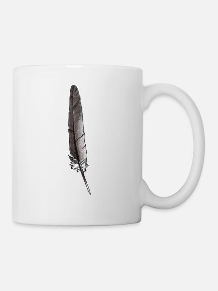 Feather Grey Hand-drawn (Pigeon) - Mug - white