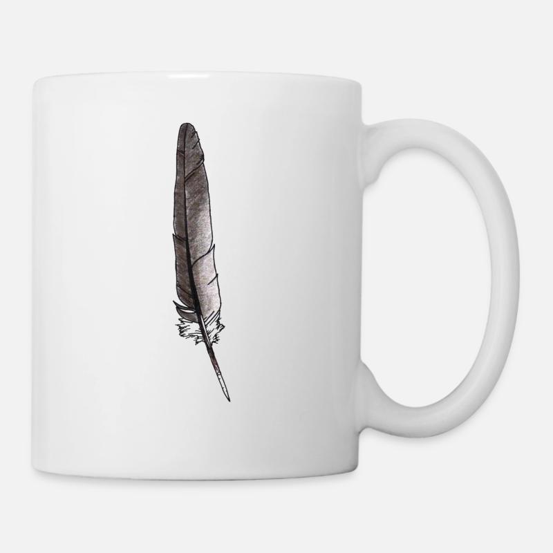 Feather Grey Hand-drawn (Pigeon) - Mug - white