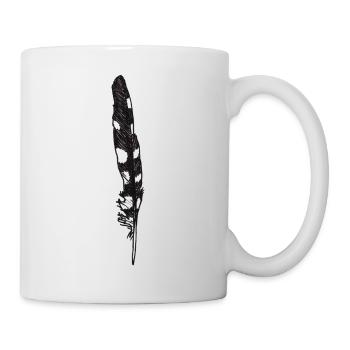 Feder Gepunktet Handgezeichnet (Buntspecht) - Tasse - Weiß - Rechts