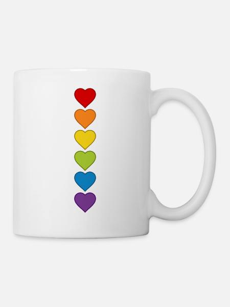 LGBTQIA+ CSD Herz Regenbogen Herzen Pride Month - Tasse - Weiß