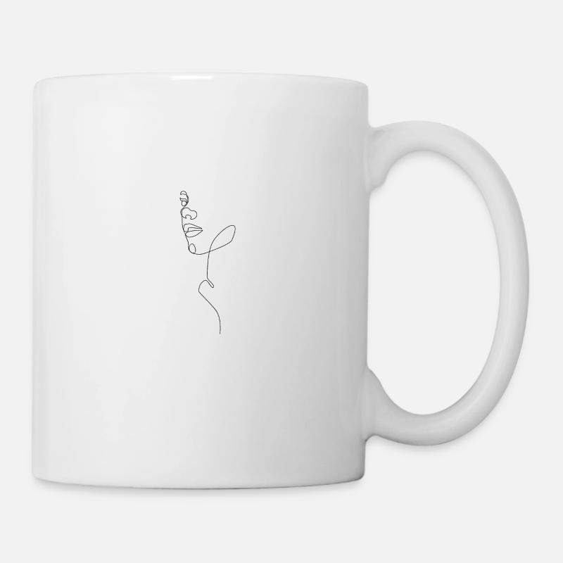 Frauengesicht Line Art - Tasse - Weiß
