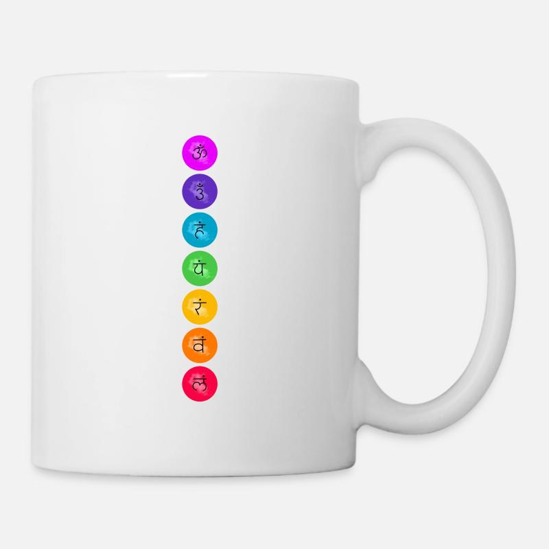 7 centres d'énergie de symboles de chakra - Mug blanc - blanc
