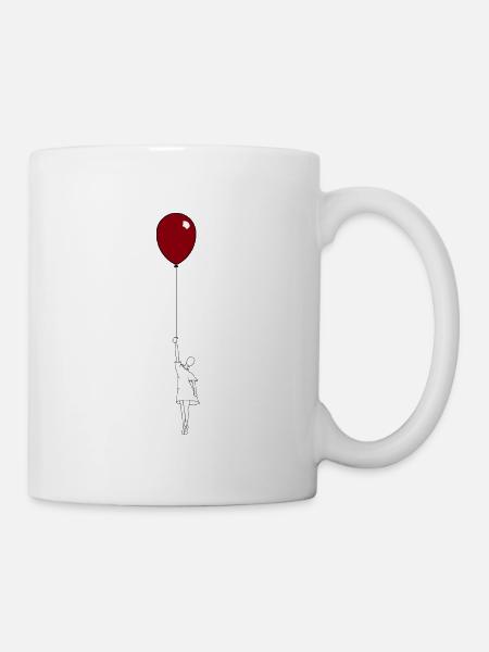 Mädchen mit roten Ballon und weißem Kleid - Tasse - Weiß