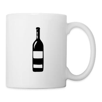 Weinglas, Wein, Weinflasche - Tasse - Weiß - Rechts