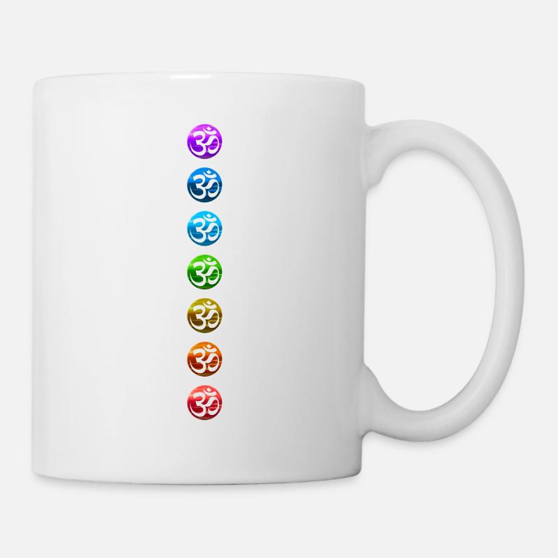 Chakra 1-7 Chakras Chakras Ohm Ohm Couleurs colorées - Mug blanc - blanc