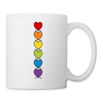 LGBT CSD LGBTQ+ HERZ REGENBOGEN HERZEN PRIDE MONTH - Tasse - Weiß - Rechts