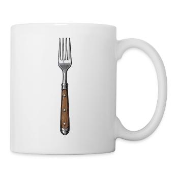 Art de fourchette avec poignée en bois - Mug blanc - blanc - Droite