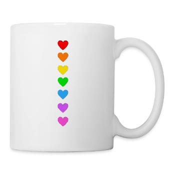 Regenbogen Herzen - Tasse - Weiß - Rechts