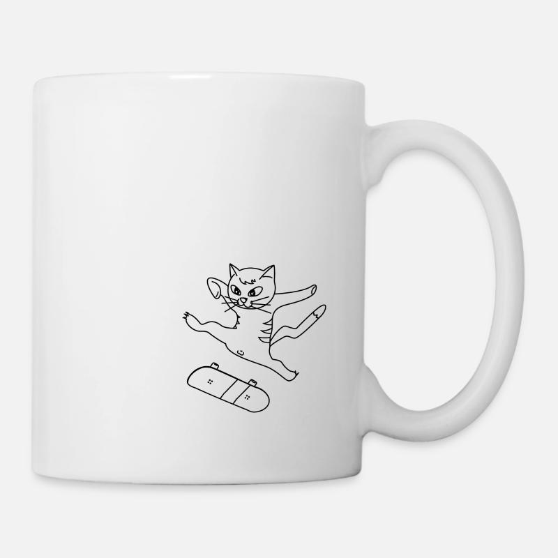 Skateboarding Katze - Tasse - Weiß