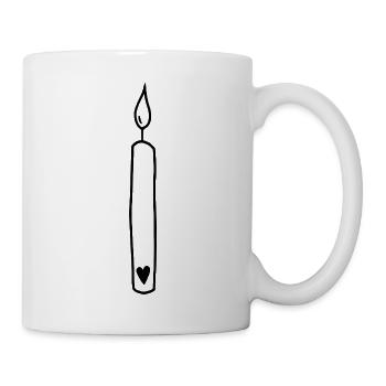 Combinaison d’anniversaire de premier anniversaire à la bougie avec un cœur peint à la main - Mug blanc - blanc - Droite
