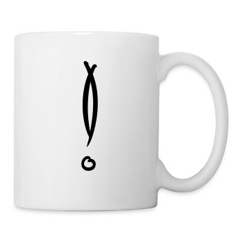 Point d’exclamation décoratif. Dessiné à la main. - Mug blanc - blanc - Droite