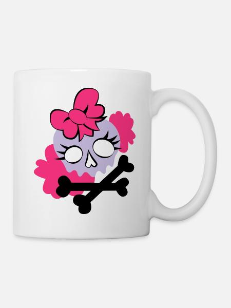 Tête de mort girly - Mug blanc - blanc