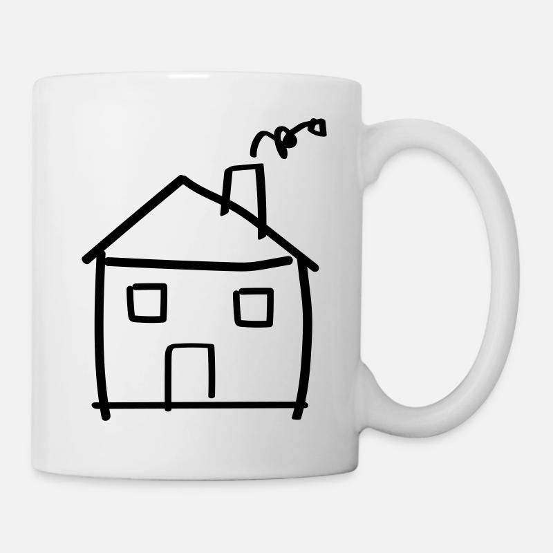 Haus Kinderzeichnung - Tasse - Weiß