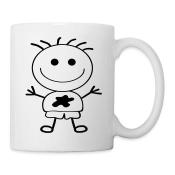 Strichmännchen-Junge - Tasse - Weiß - Rechts
