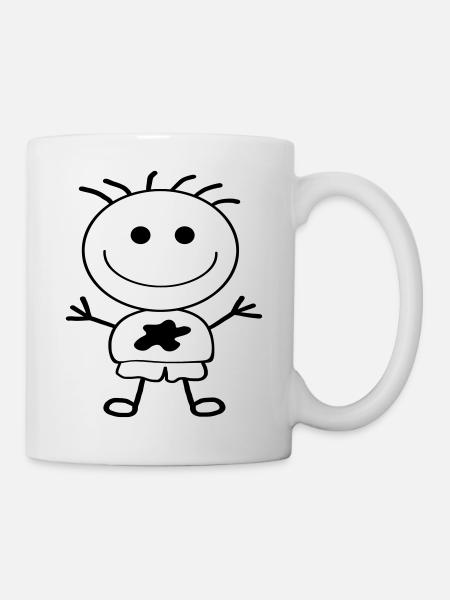 Strichmännchen-Junge - Tasse - Weiß