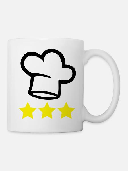 Kochmütze 3 Sterne kochen - Tasse - Weiß