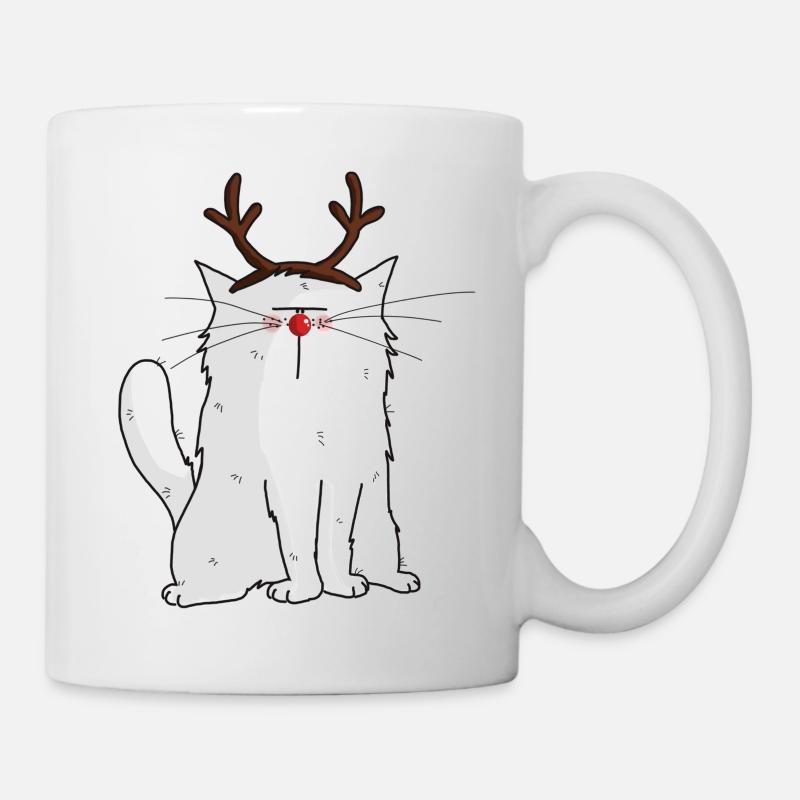 Mrou le chat Renne de Noël - Mug blanc - blanc